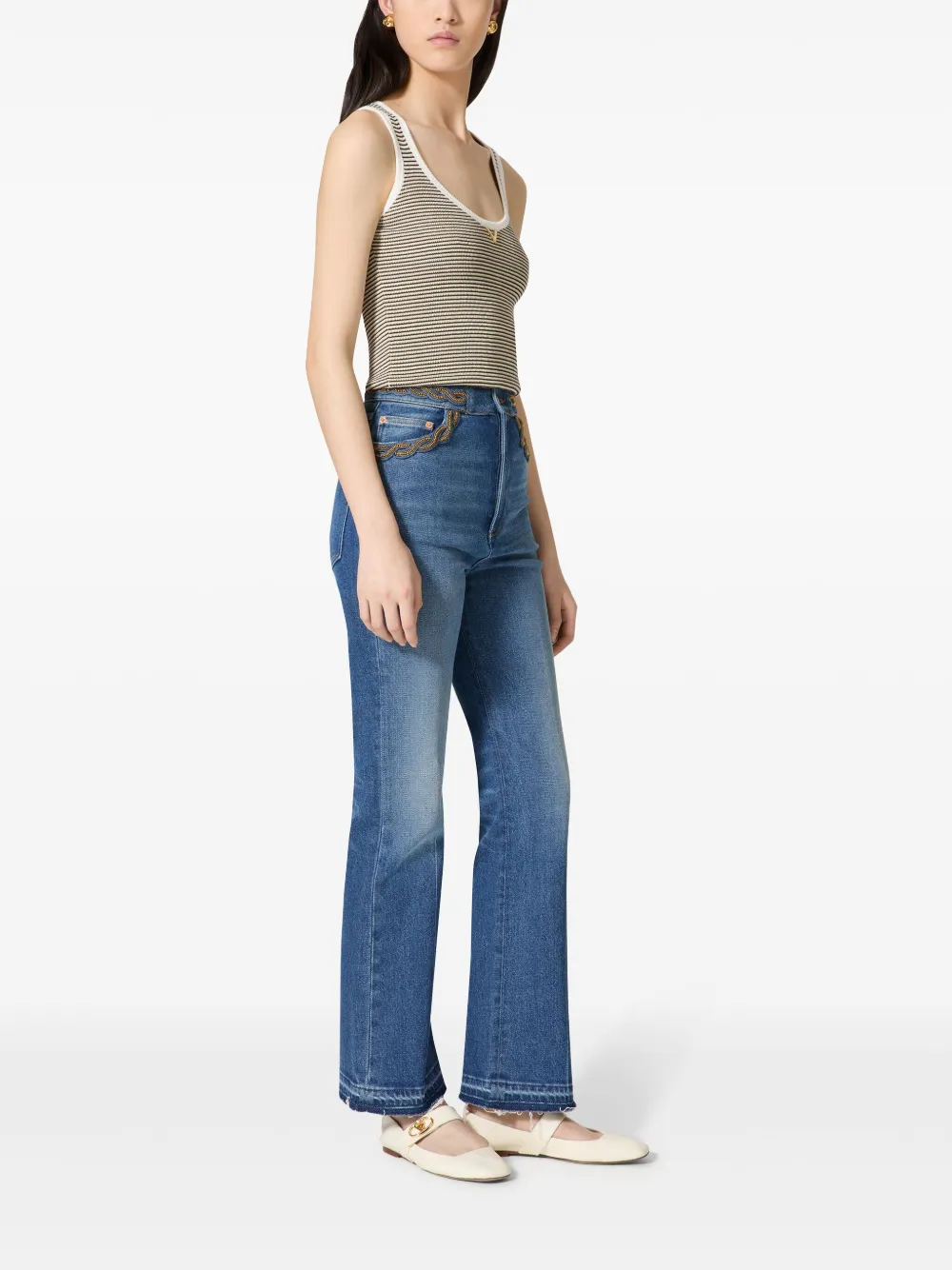 Valentino Garavani Gestreepte tanktop Beige