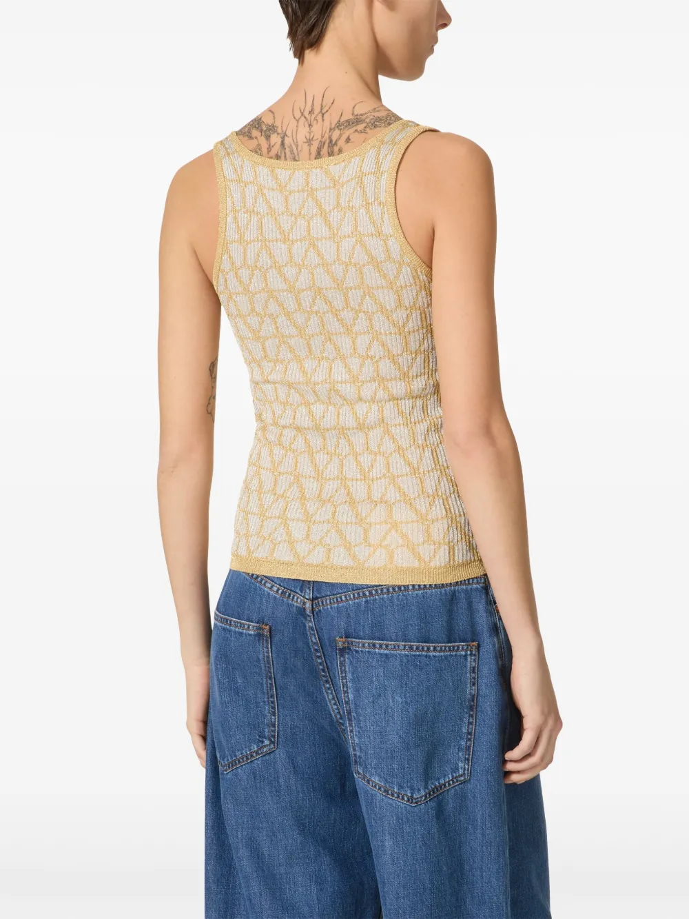 Shop Valentino Toile Iconographe-jacquard Tank Top In Neutrals