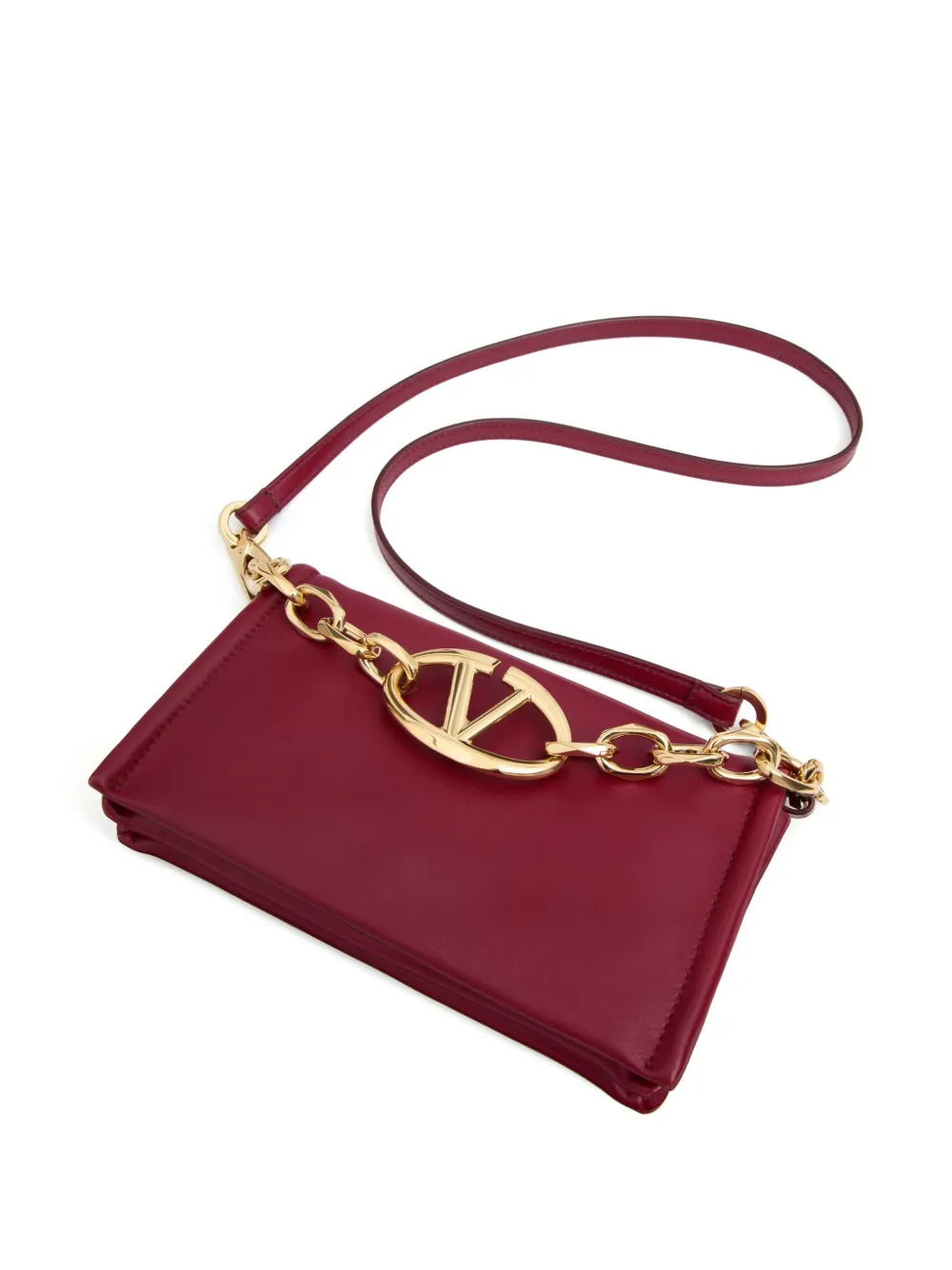 Affordable Valentino Garavani VLogo Chain leather clutch bag WOMEN