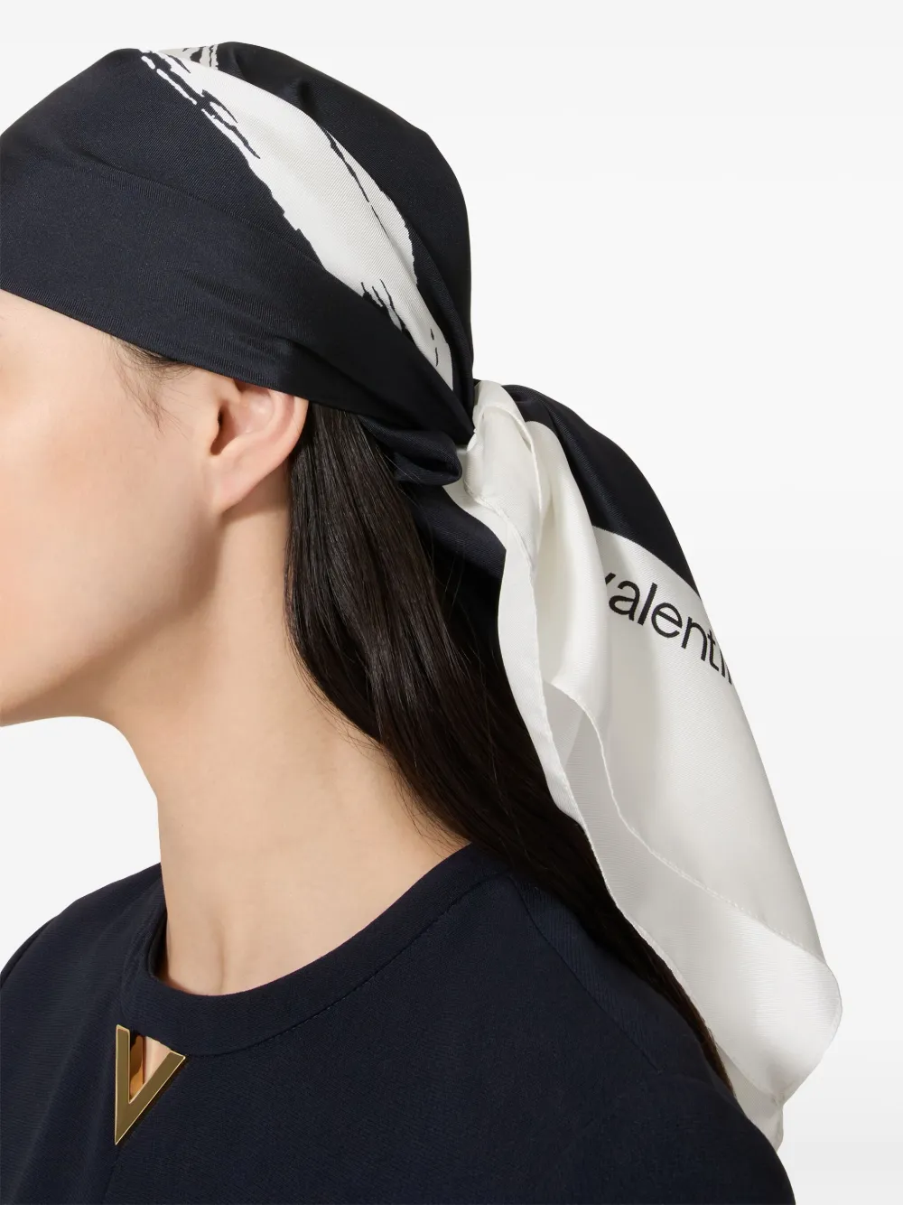 Valentino Graphic-print Silk Scarf In Blue