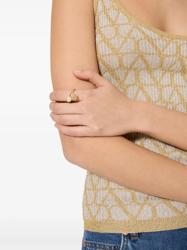 Valentino Garavani VLogo Signature faux-pearl Ring | Gold