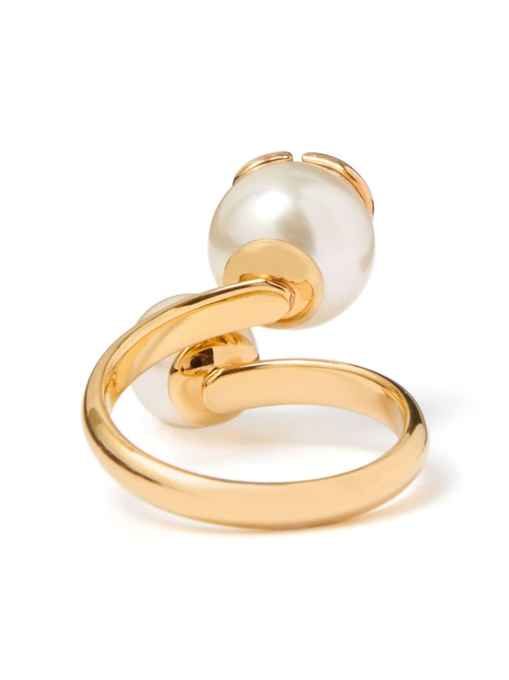 Shop Valentino Vlogo Signature Faux-pearl Ring In Gold