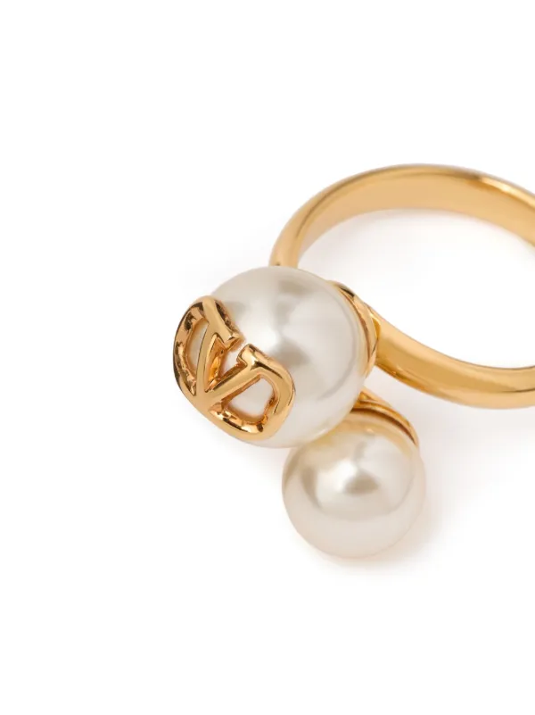 Valentino Garavani VLogo Signature faux-pearl Ring | Gold