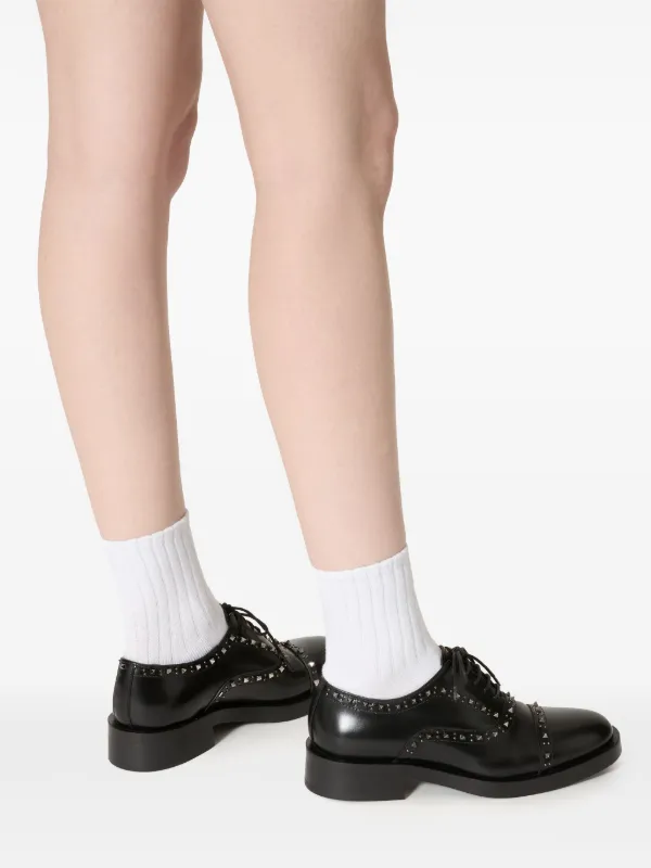 世界を買える 海外ブランド Valentino Garavani Rockstud Leather Brogues | Black | FARFETCH 靴