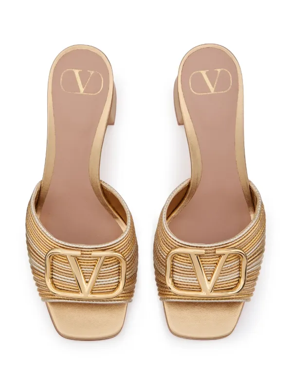Valentino Garavani 60mm VLogo Signature Sandals | Gold