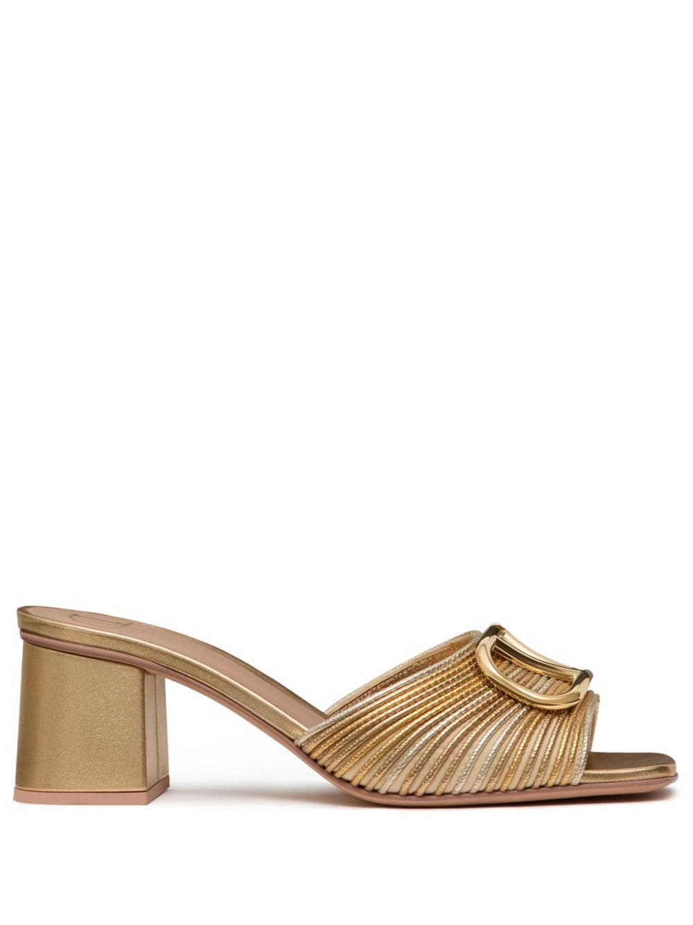Shop Valentino Vlogo Slide Sandals In Gold