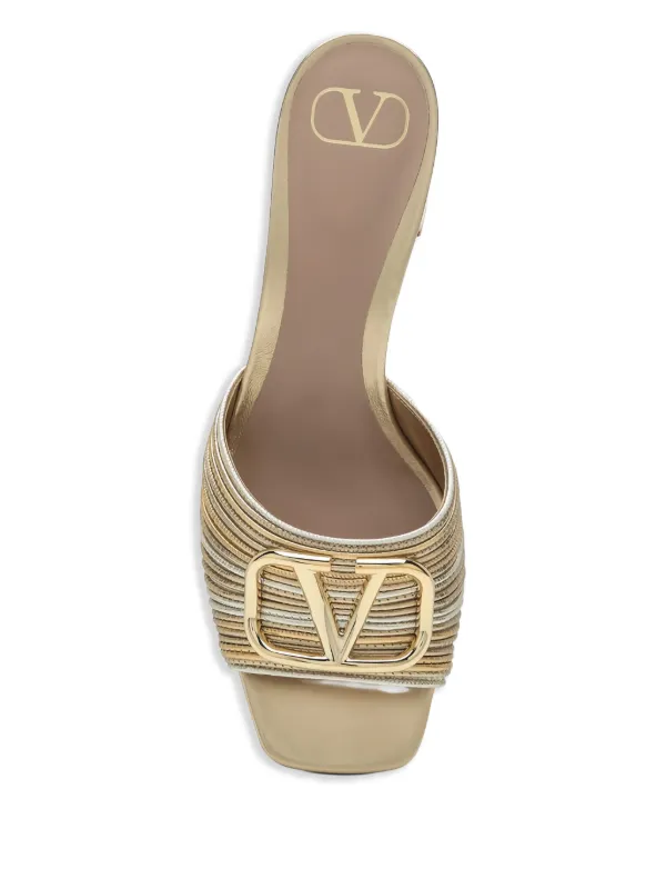 VALENTINO GARAVANI ヴァレンチノ Vロゴ ウェッジサンダル Vロゴ シグネチャー グレイン カーフスキン ウェッジサンダル