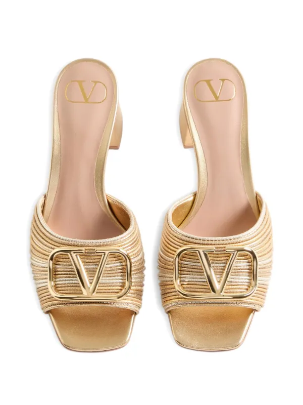 Valentino Garavani VLogo Signature Mules | Gold | FARFETCH UK