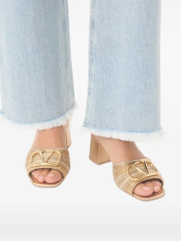 Valentino Garavani VLogo Signature Mules | Gold | FARFETCH UK