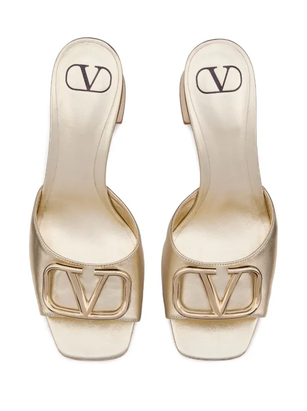 サンダル・ミュール VALENTINO GARAVANI Valentino Garavani 'Slide' sandals Gold Valentino Garavani VLogo Slide Sandals | Gold | FARFETCH JO
