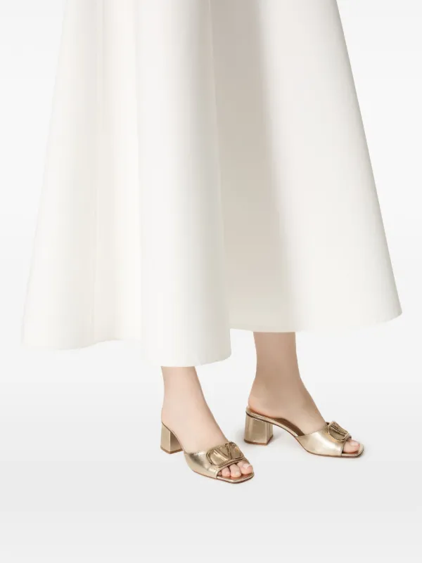 Valentino Garavani VLogo Slide Sandals | Gold | FARFETCH JO