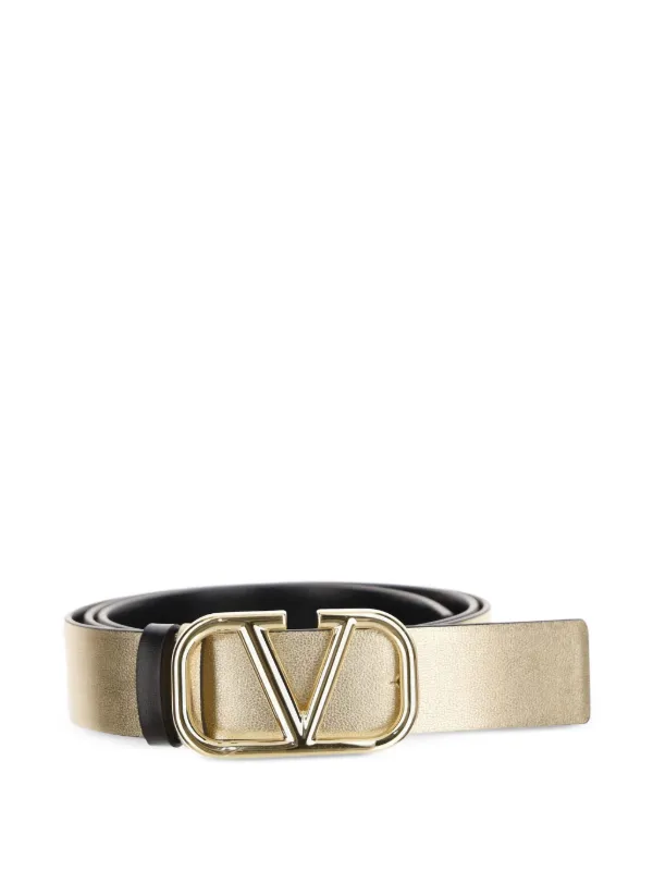 関税送料込☆【Valentino Garavani】リバーシブル Vロゴ ベルト Vロゴ シグネチャー シャイニーカーフスキン リバーシブルベルト
