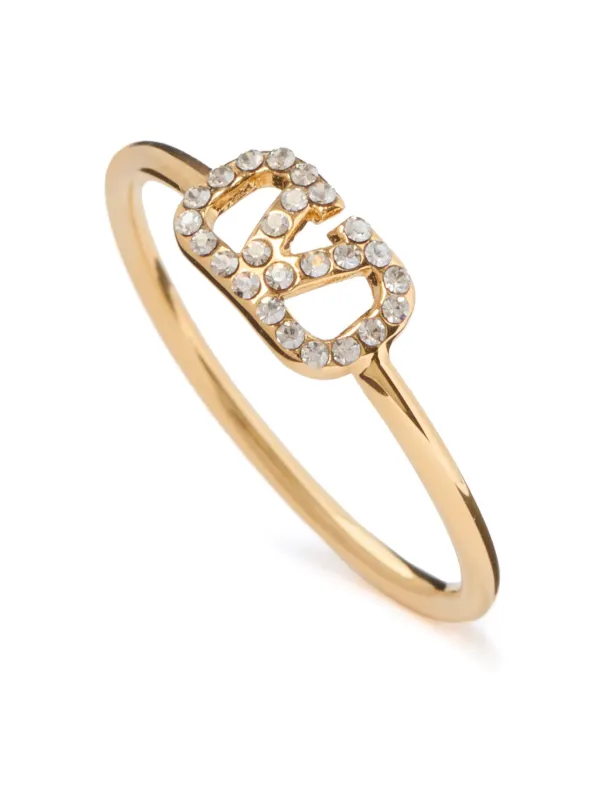 Valentino Garavani VLogo Signature Crystal Ring | Gold