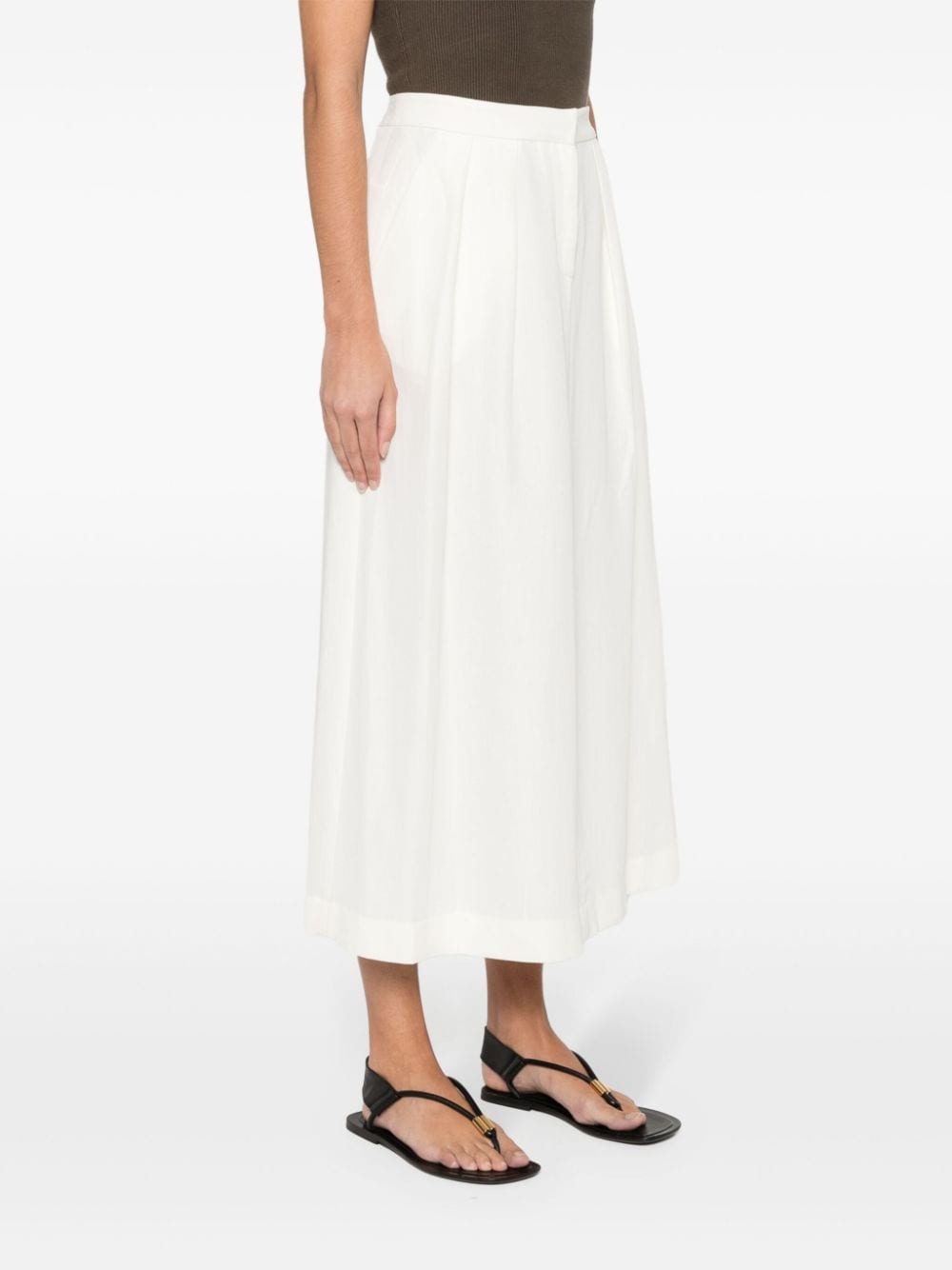 Shop Fabiana Filippi Pleat-detailing Midi Skirt In White