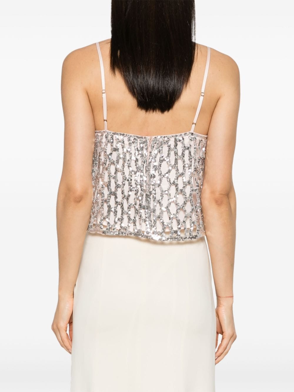 Shop Forte Forte Sequin-embellished Sleeveless Top In Silber