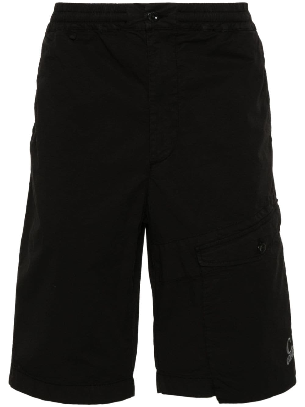 C.p. Company Logo-embroidered Cargo Shorts In Black