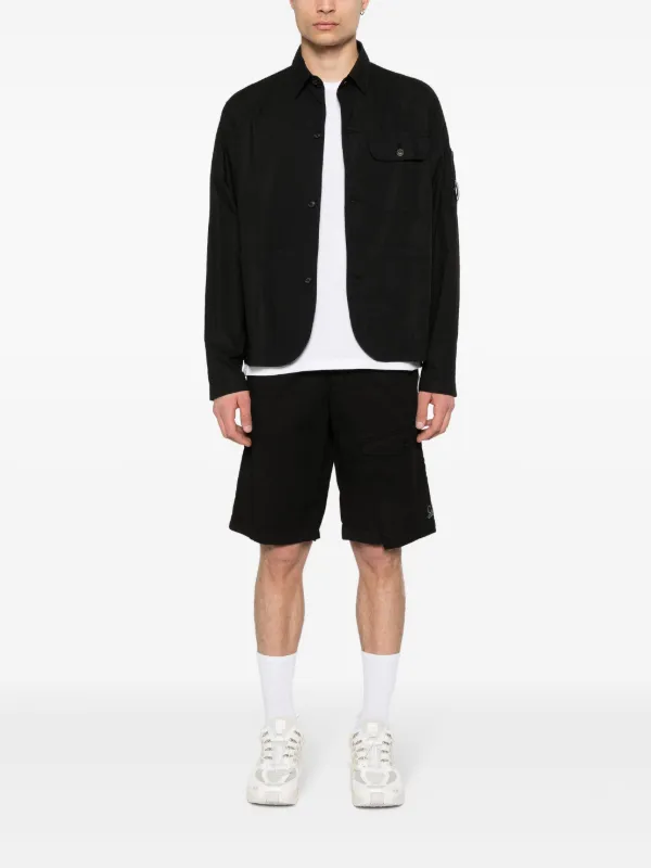 ハーフ・ショートパンツ C.P. COMPANY Logo Embroidered Cotton Fleece Cargo Shorts Nav C.P. Company logo-embroidered Cargo Shorts | Black | FARFETCH
