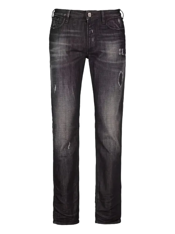 EMPORIO ARMANI ダメージ加工デニム Emporio Armani ダメージ ジーンズ | ブラック | FARFETCH JP