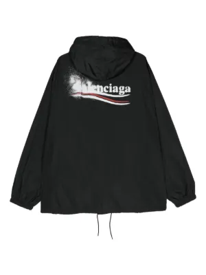 バレンシアガ　黒 ダッフルコート フード付き Balenciaga（バレンシアガ）メンズ フード付きジャケット - FARFETCH