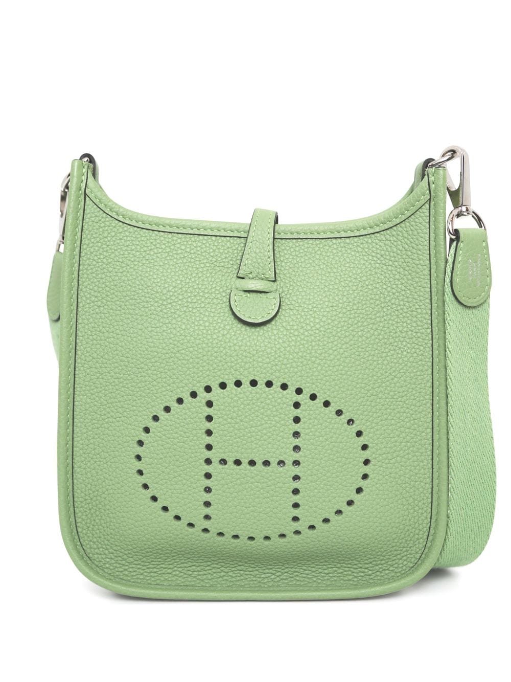 Pre-owned Hermes Mini Evelyne Leather Crossbody Bag In Green