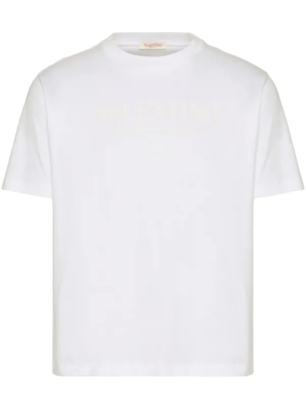 Valentino Garavani White Cotton Logo Short Sleeve Crew Neck