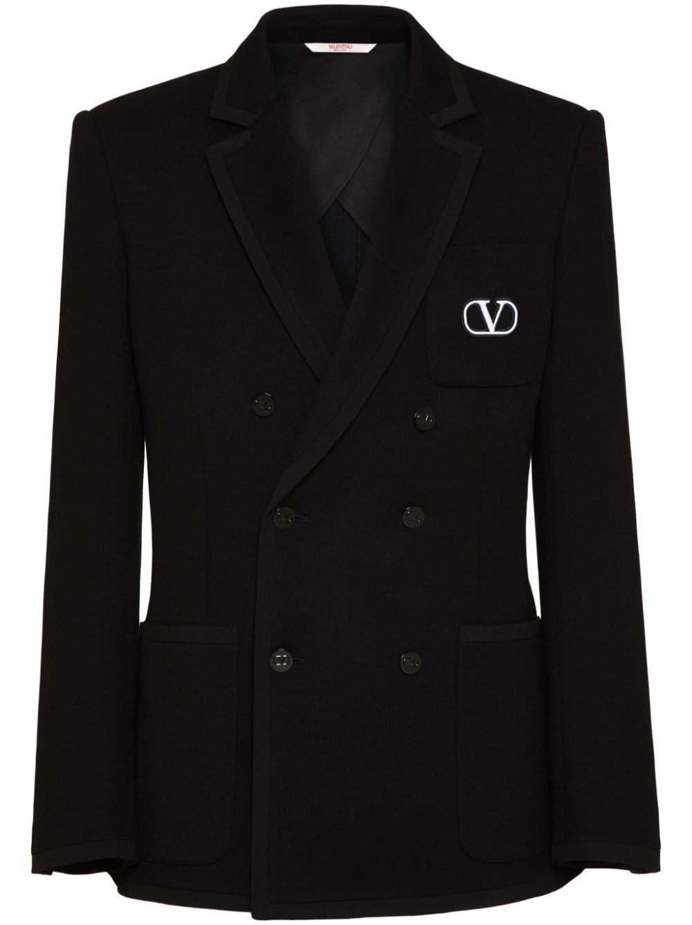 Valentino Double-breasted Wool Blazer In Black