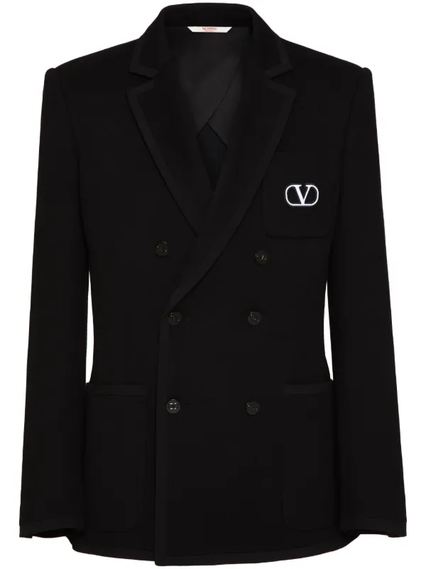 ジャケット Valentino Black wool double-breasted jacket Valentino Wool Double-breasted Jacket In Black | ModeSens