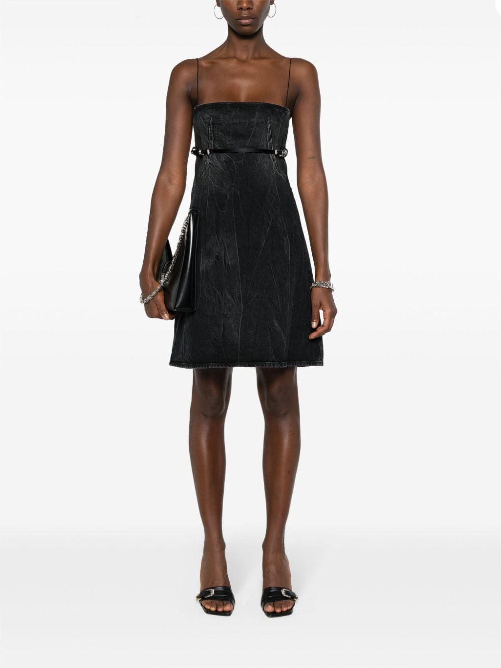 Shop Givenchy Voyou Denim Mini Skirt In Schwarz