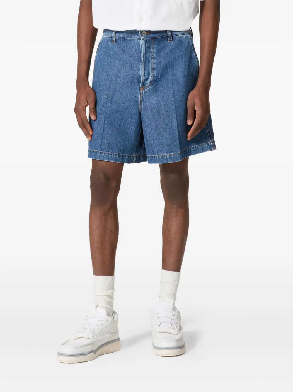 Valentino Garavani VGold denim shorts Blauw