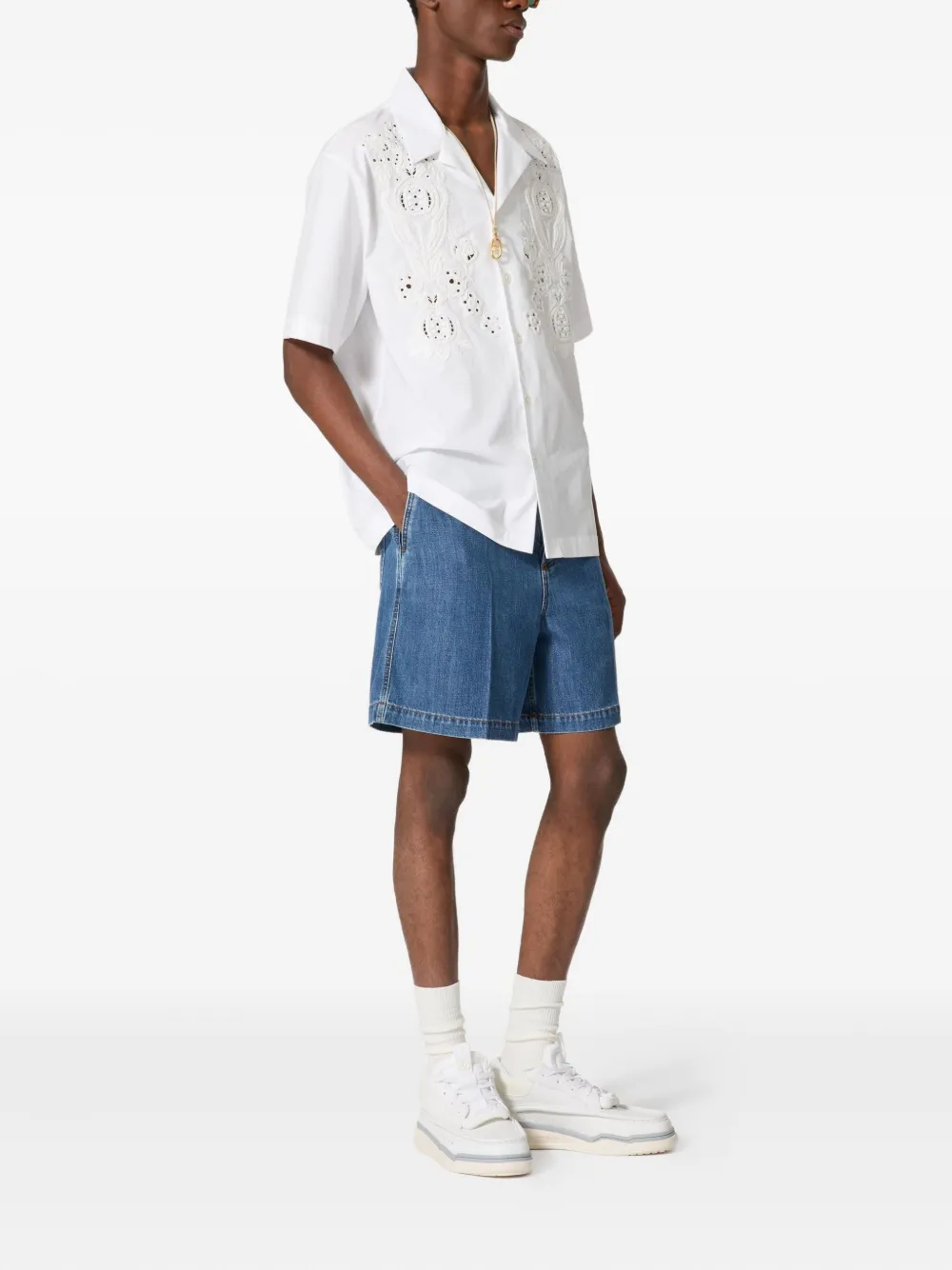 Valentino Garavani VGold denim shorts Blauw