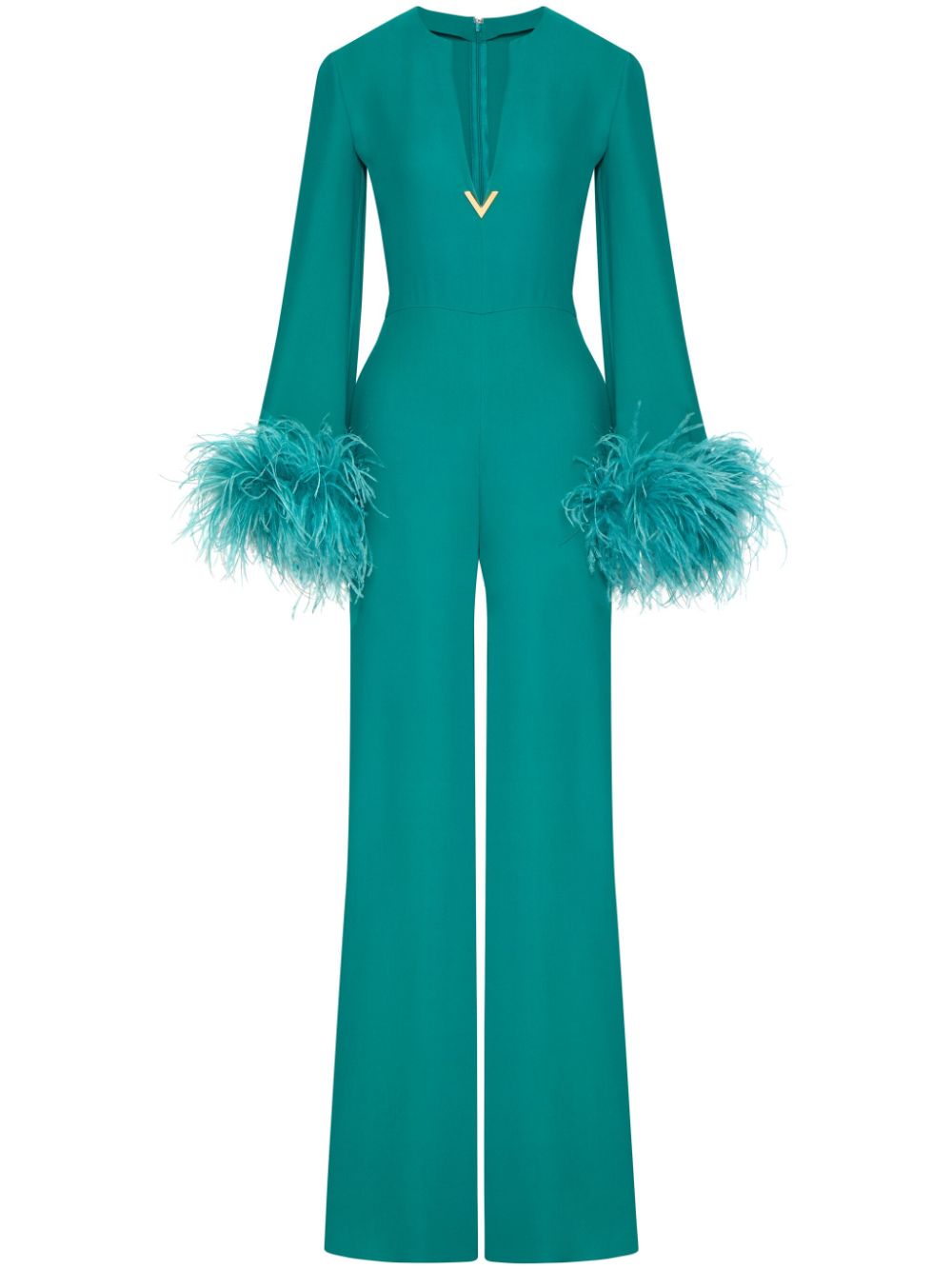 Valentino Garavani VLogo jumpsuit met veren Groen