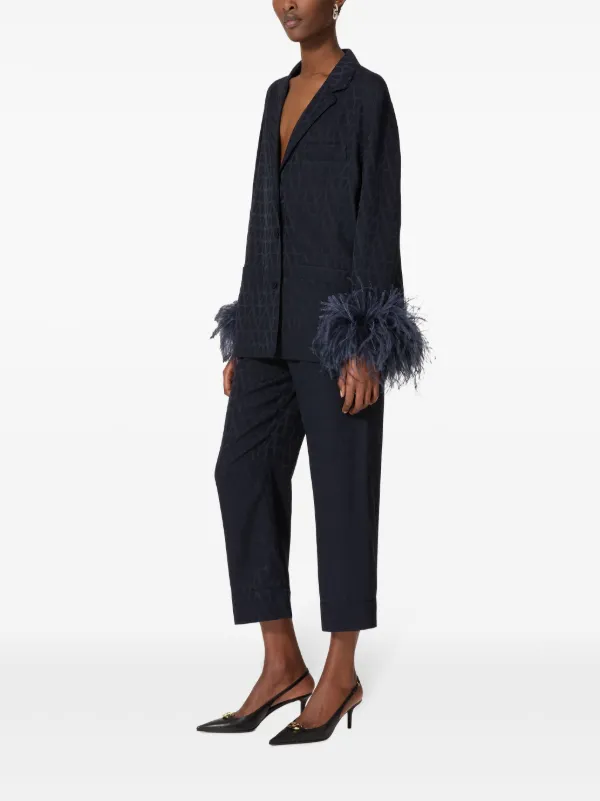 Valentino Garavani Optical V Silk Trousers | Blue | FARFETCH CA