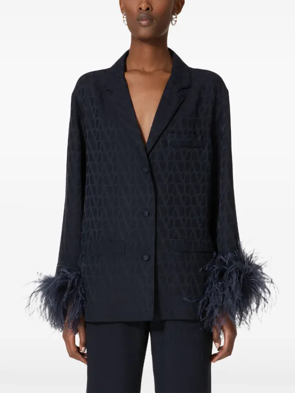 Valentino Garavani Toile Iconographe feather-trim Silk Shirt