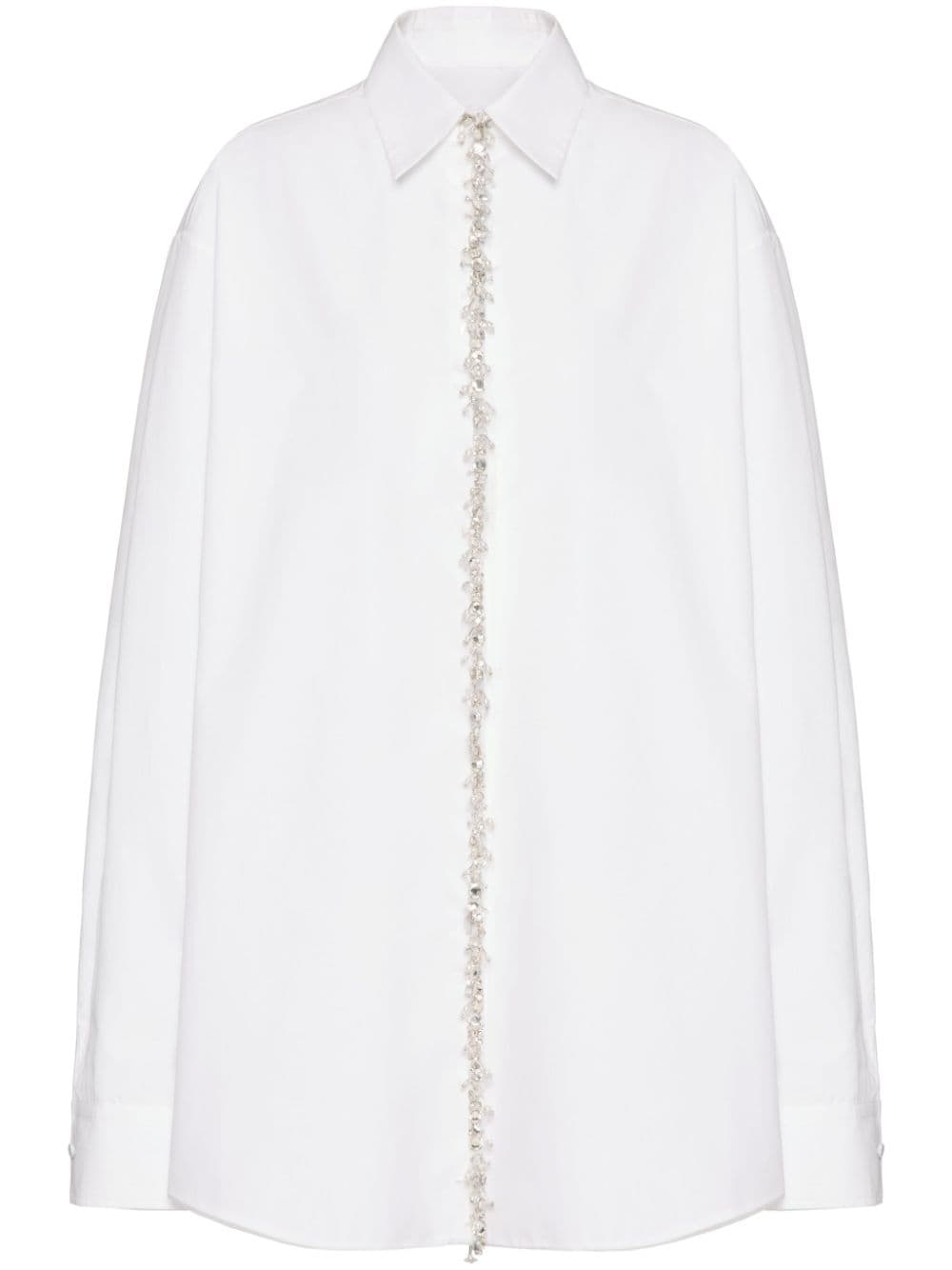 Valentino Crystal-embellished Silk Shirt In White