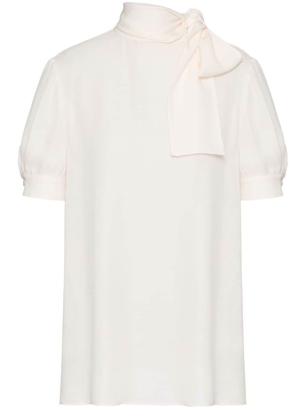 Valentino Pussy-bow Silk Blouse In White