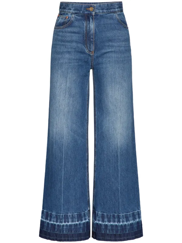 デニム・ジーパン Valentino Garavani Light Blue Denim Wide-Leg Jeans Valentino Garavani high-rise wide-leg Jeans | Blue | FARFETCH