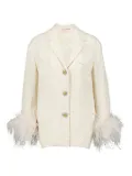 Valentino Garavani feather-trim embellished-tweed blazer - Neutrals