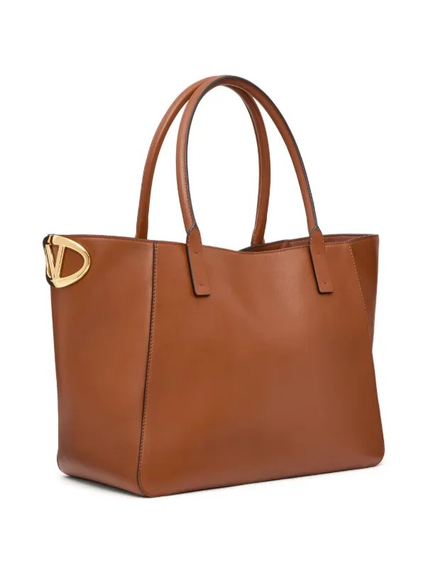 【関税&送料込】Valentino Garavani Brown Leather Vlogo Bucke Valentino Garavani VLogo Leather Tote Bag | Brown | FARFETCH JO