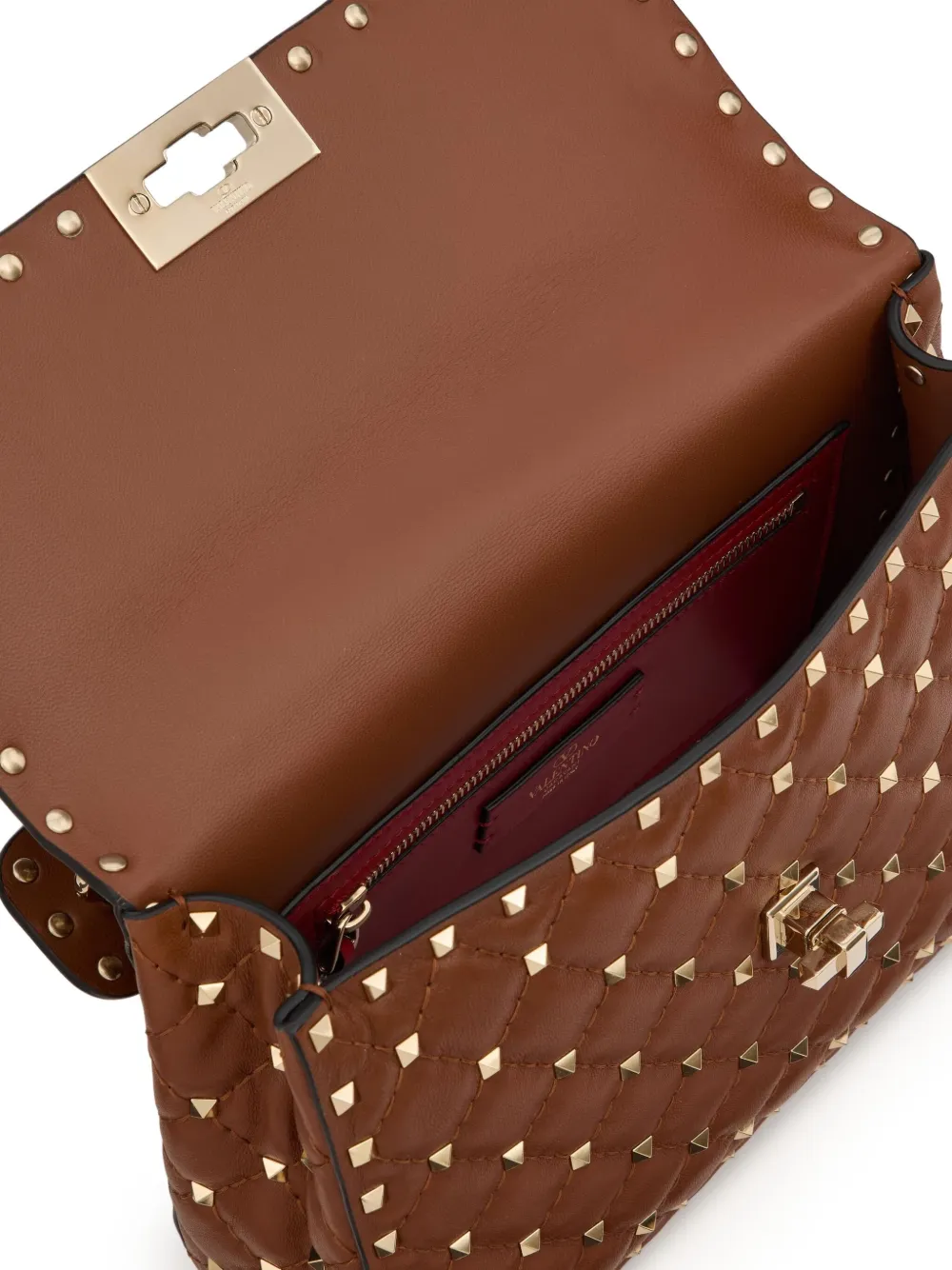 ヴァレンティノガラヴァーニ　ハンドバッグ　ロックスタッズ　ブラウン ヴァレンティノガラヴァーニ ハンドバッグ ロックスタッズ