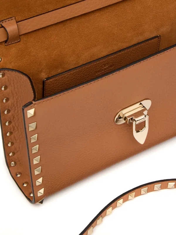 VALENTINO スタッズショルダーバッグ ブラウン Valentino Garavani ロックスタッズ ショルダーバッグ S | ブラウン