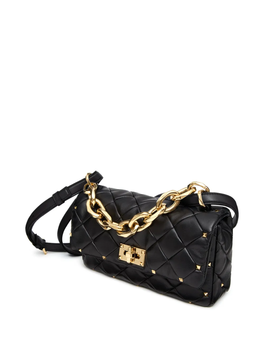 Shop Valentino Rockstud Spike Shoulder Bag In Black