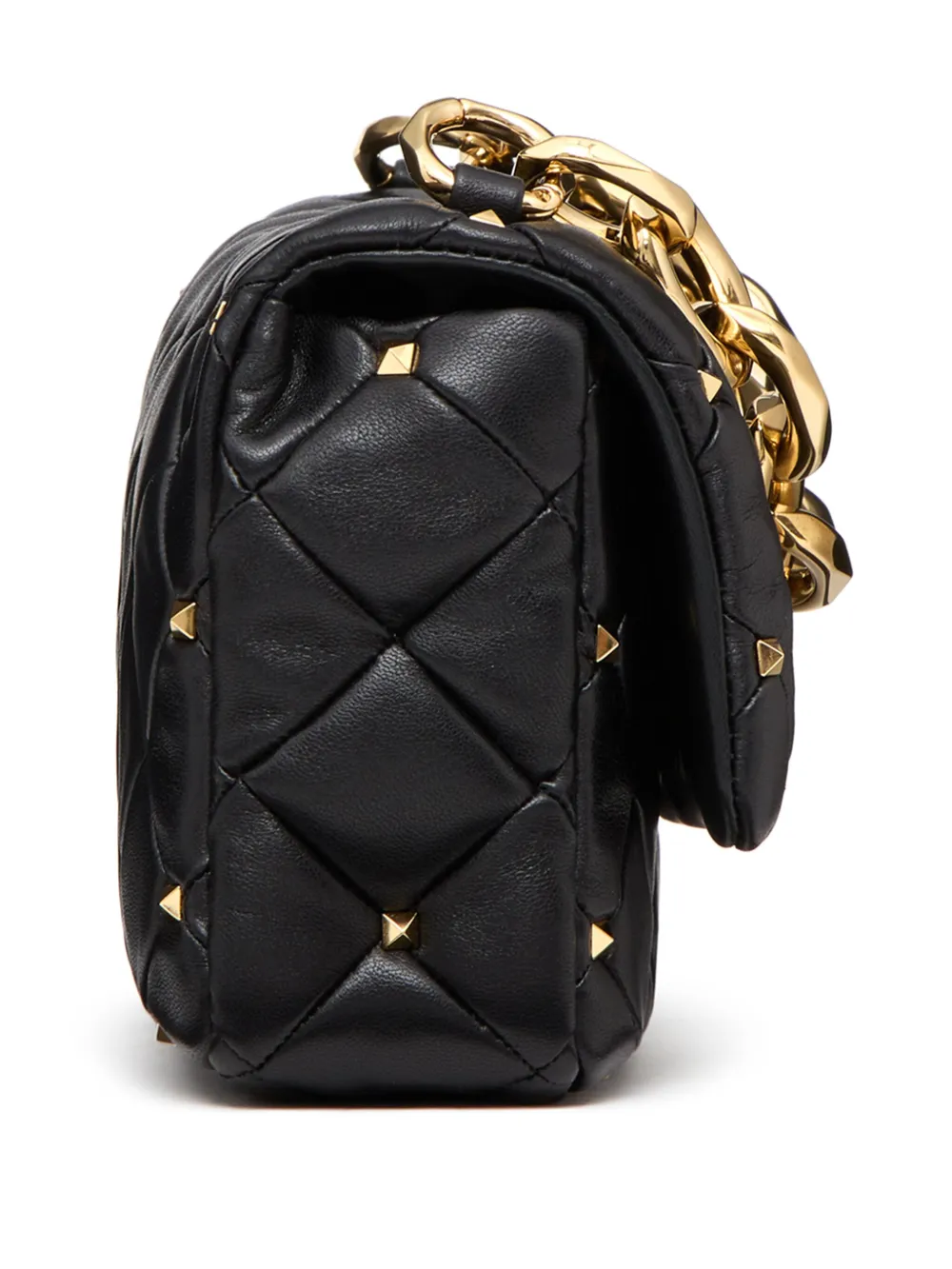 Shop Valentino Rockstud Spike Shoulder Bag In Black