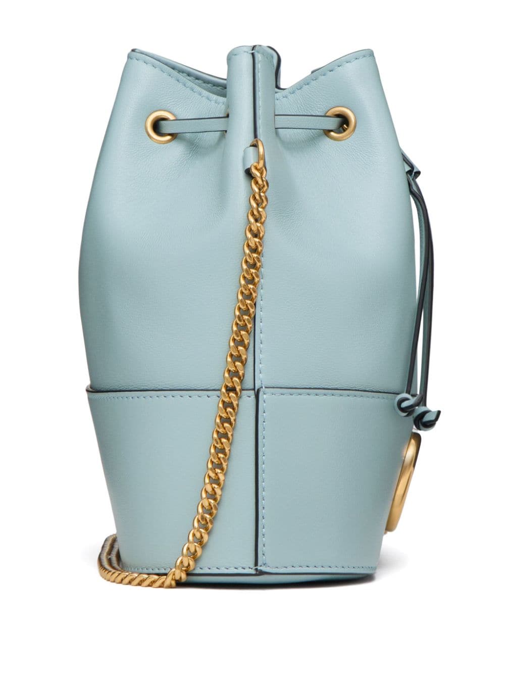 Shop Valentino Vlogo Signature Leather Bucket Bag In Blue