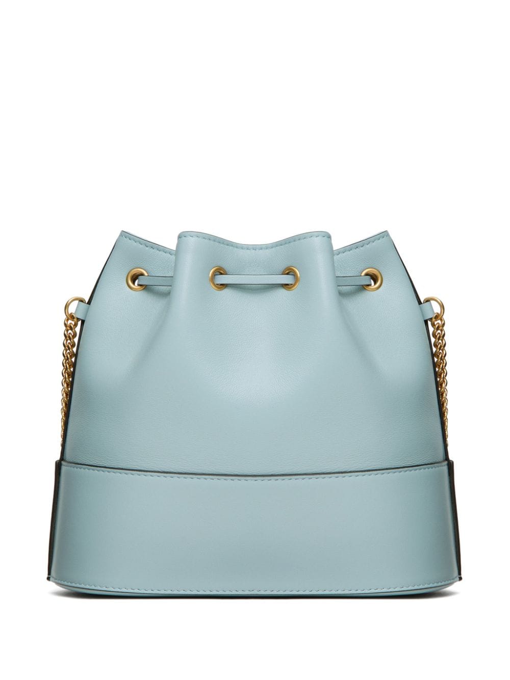 Shop Valentino Vlogo Signature Leather Bucket Bag In Blue