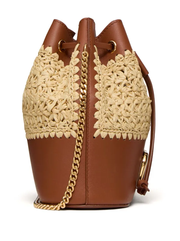 【VALENTINO】フリンジ レザー ロゴ バケットバッグ ブラウン Valentino Garavani レザーバケットバッグ | ブラウン | FARFETCH JP