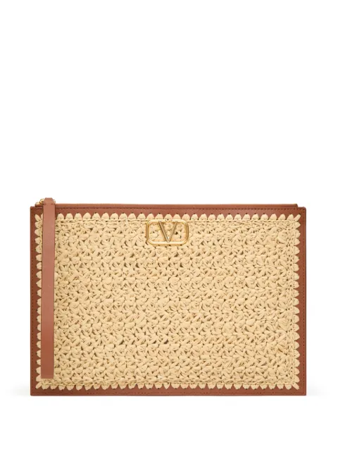 Valentino Garavani VLogo Signature raffia clutch bag WOMEN