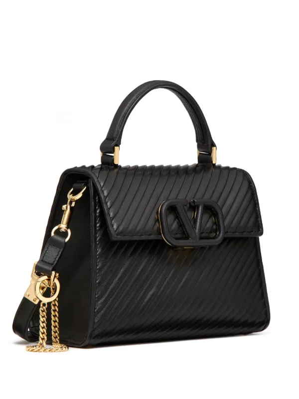 Valentino 黒 ミニバッグ Valentino Garavani Mini Rockstud Calfskin Top Handle Bag