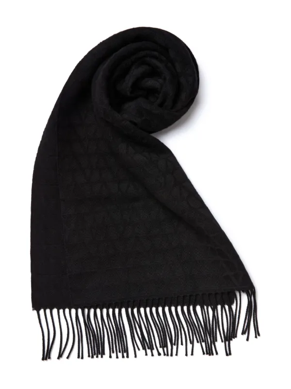 Valentino Garavani Toile Iconographe Fringed Scarf Black