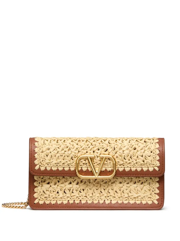 【関税&送料込】Valentino Garavani Embellished Raffia Vlogo Valentino VLOGO Signature mini embellished raffia and