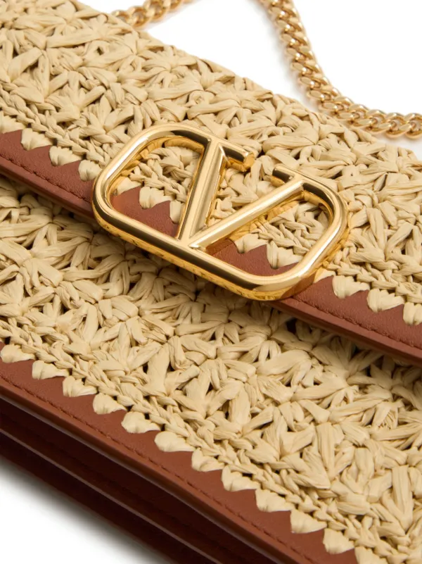 Valentino Garavani VLogo Raffia Crossbidy Bag | Neutrals